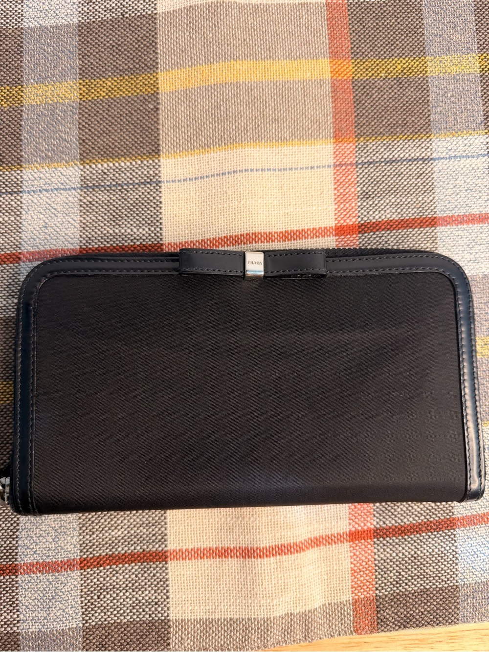 Authentic Prada Women’s Nylon Black Zip Wallet.